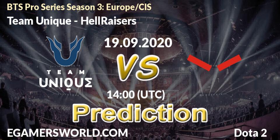 Team Unique - HellRaisers: ennuste. 19.09.2020 at 12:00, Dota 2, BTS Pro Series Season 3: Europe/CIS