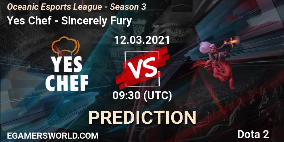 Yes Chef - Sincerely Fury: ennuste. 13.03.2021 at 09:47, Dota 2, Oceanic Esports League - Season 3