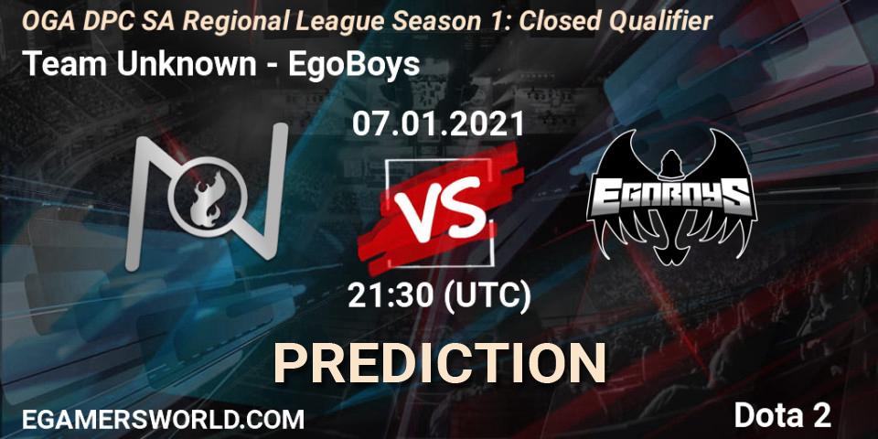 Team Unknown - EgoBoys: ennuste. 07.01.2021 at 21:32, Dota 2, DPC 2021: Season 1 - South America Closed Qualifier