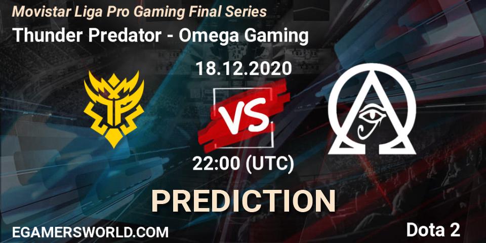 Thunder Predator - Omega Gaming: ennuste. 18.12.2020 at 21:12, Dota 2, Movistar Liga Pro Gaming Final Series