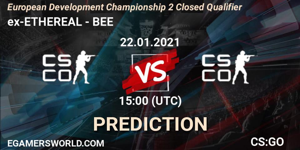 ex-ETHEREAL - BEE: ennuste. 22.01.2021 at 15:00, Counter-Strike (CS2), European Development Championship Season 2: Closed Qualifier