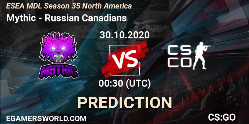 Mythic - Russian Canadians: ennuste. 30.10.2020 at 00:30, Counter-Strike (CS2), ESEA MDL Season 35 North America