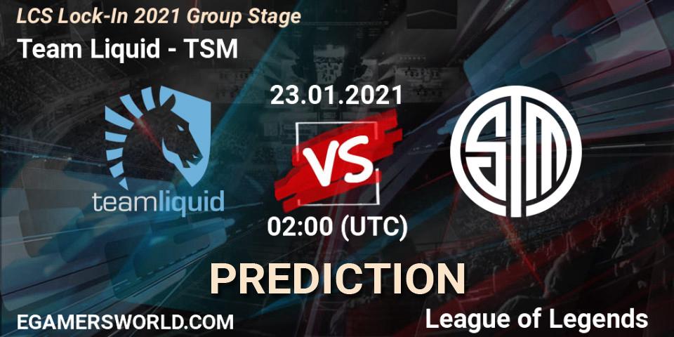 Team Liquid - TSM: ennuste. 23.01.2021 at 02:00, LoL, LCS Lock-In 2021 Group Stage