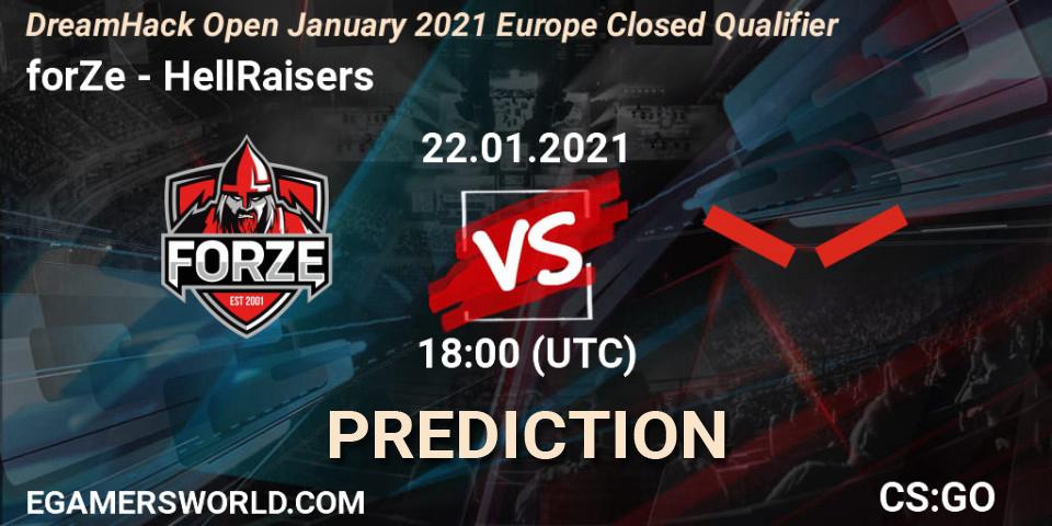 forZe - HellRaisers: ennuste. 22.01.21, CS2 (CS:GO), DreamHack Open January 2021 Europe Closed Qualifier