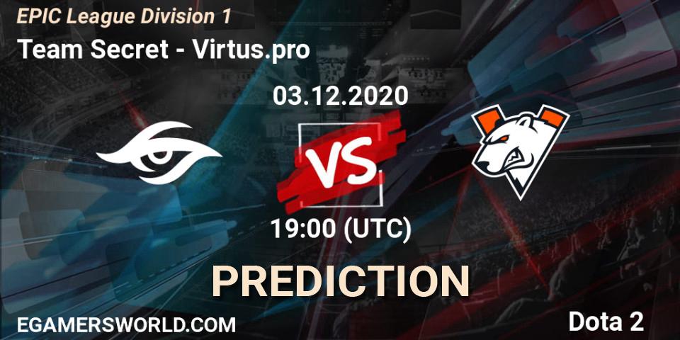Team Secret - Virtus.pro: ennuste. 03.12.20, Dota 2, EPIC League Division 1