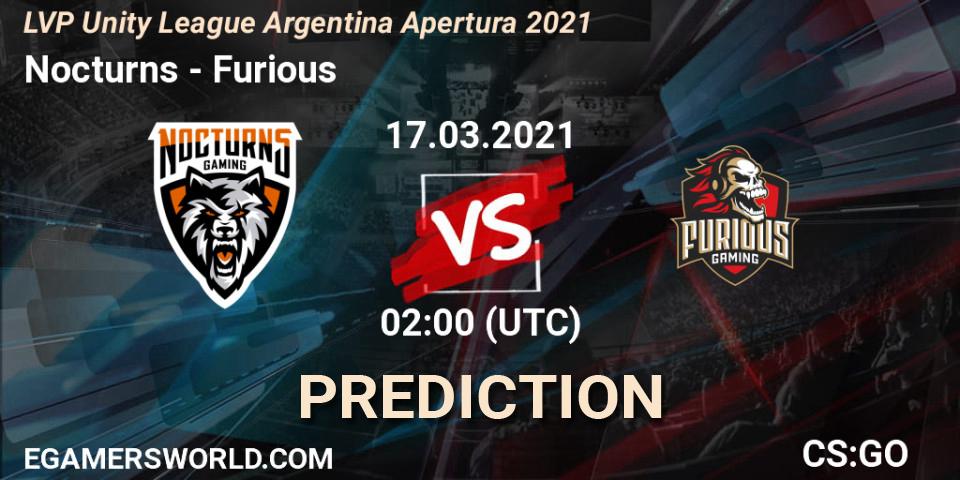Nocturns - Furious: ennuste. 17.03.2021 at 02:00, Counter-Strike (CS2), LVP Unity League Argentina Apertura 2021