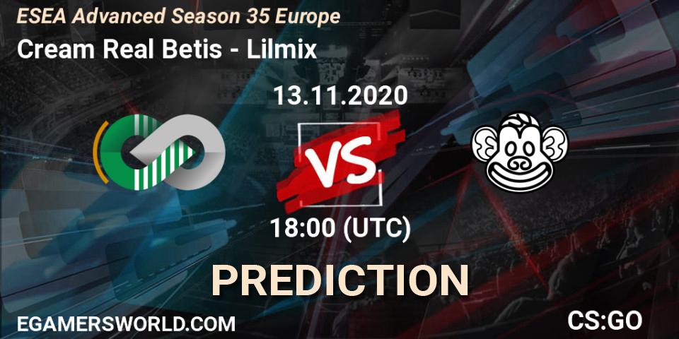 Cream Real Betis - Lilmix: ennuste. 13.11.2020 at 18:00, Counter-Strike (CS2), ESEA Advanced Season 35 Europe