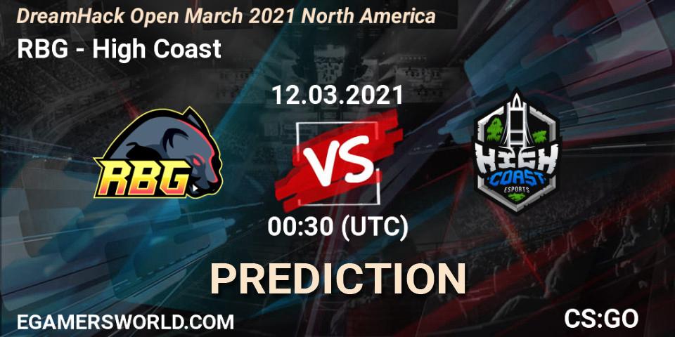 RBG - High Coast: ennuste. 12.03.2021 at 00:30, Counter-Strike (CS2), DreamHack Open March 2021 North America
