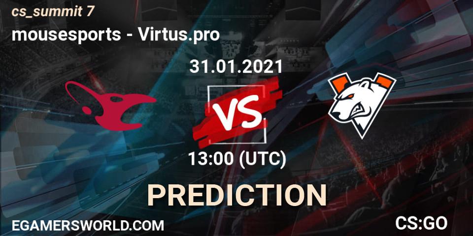 mousesports - Virtus.pro: ennuste. 31.01.21, CS2 (CS:GO), cs_summit 7