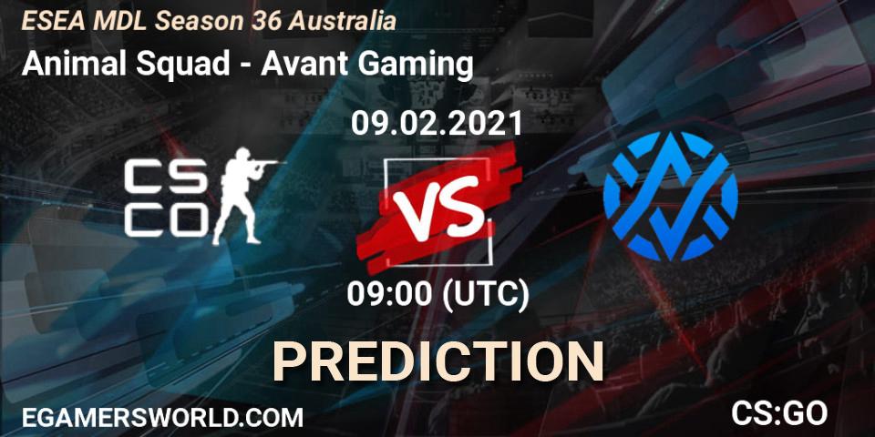 Animal Squad - Avant Gaming: ennuste. 09.02.21, CS2 (CS:GO), MDL ESEA Season 36: Australia - Premier Division