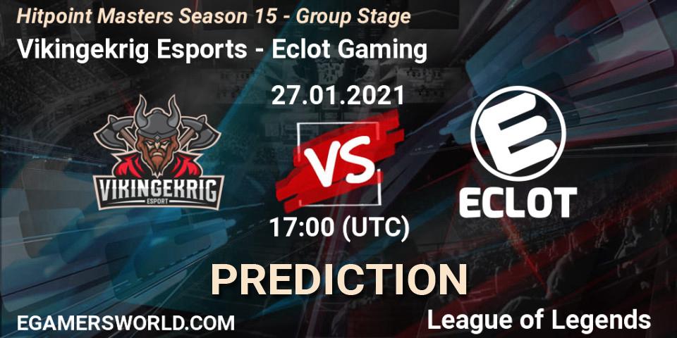 Vikingekrig Esports - Eclot Gaming: ennuste. 27.01.2021 at 17:00, LoL, Hitpoint Masters Season 15 - Group Stage