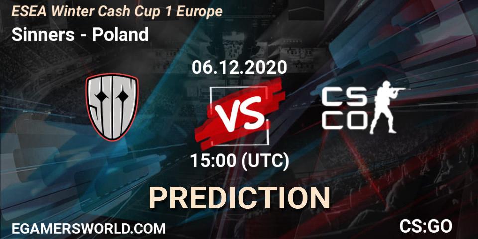 Sinners - Poland: ennuste. 06.12.2020 at 15:00, Counter-Strike (CS2), ESEA Winter Cash Cup 1 Europe