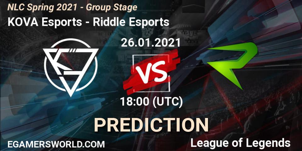 KOVA Esports - Riddle Esports: ennuste. 26.01.2021 at 18:00, LoL, NLC Spring 2021 - Group Stage