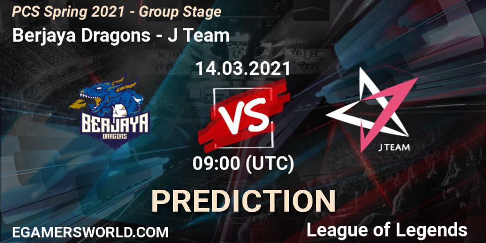 Berjaya Dragons - J Team: ennuste. 14.03.2021 at 09:00, LoL, PCS Spring 2021 - Group Stage