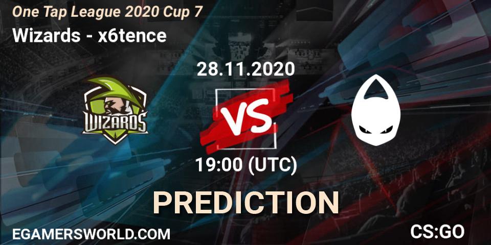 Wizards - x6tence: ennuste. 28.11.2020 at 18:10, Counter-Strike (CS2), One Tap League 2020 Cup 7
