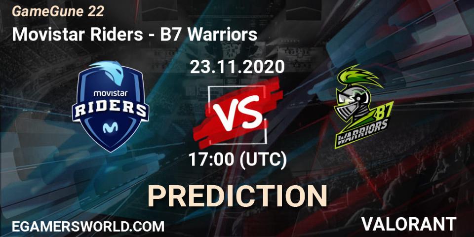 Movistar Riders - B7 Warriors: ennuste. 23.11.2020 at 17:00, VALORANT, GameGune 22