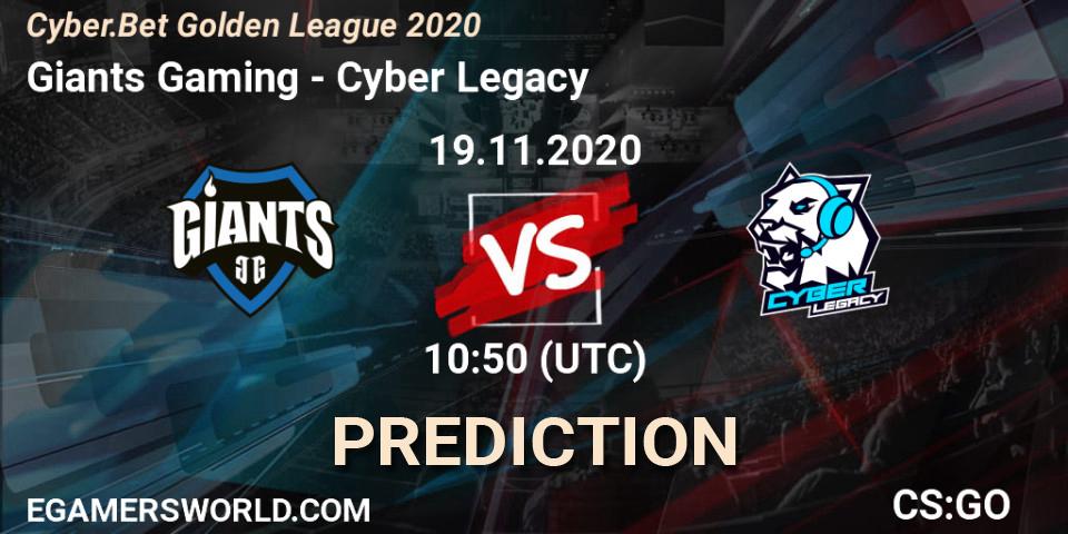 Giants Gaming - Cyber Legacy: ennuste. 19.11.2020 at 10:50, Counter-Strike (CS2), Cyber.Bet Golden League 2020