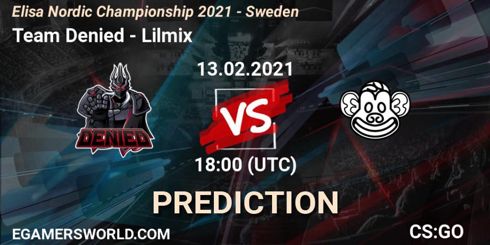 Team Denied - Lilmix: ennuste. 13.02.2021 at 18:00, Counter-Strike (CS2), Elisa Nordic Championship 2021 - Sweden
