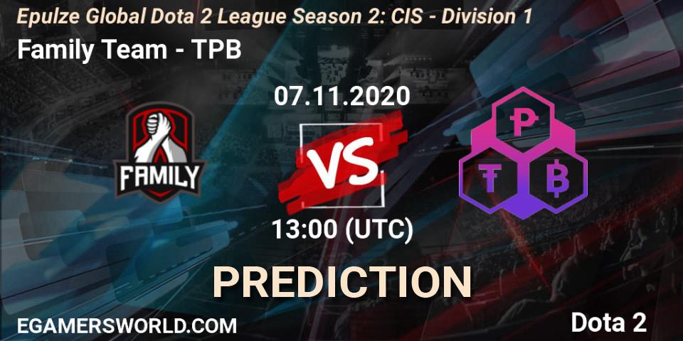 Family Team - TPB: ennuste. 07.11.20, Dota 2, Epulze Global Dota 2 League Season 2: CIS - Division 1