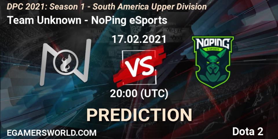 Team Unknown - NoPing eSports: ennuste. 17.02.2021 at 20:01, Dota 2, DPC 2021: Season 1 - South America Upper Division