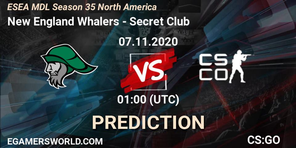 New England Whalers - Secret Club: ennuste. 07.11.2020 at 01:00, Counter-Strike (CS2), ESEA MDL Season 35 North America