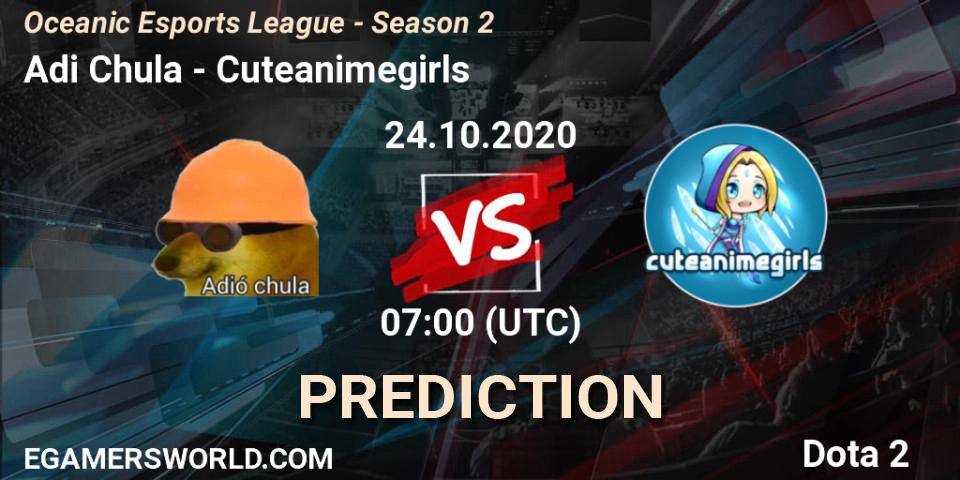 Adió Chula - Cuteanimegirls: ennuste. 24.10.2020 at 07:00, Dota 2, Oceanic Esports League - Season 2