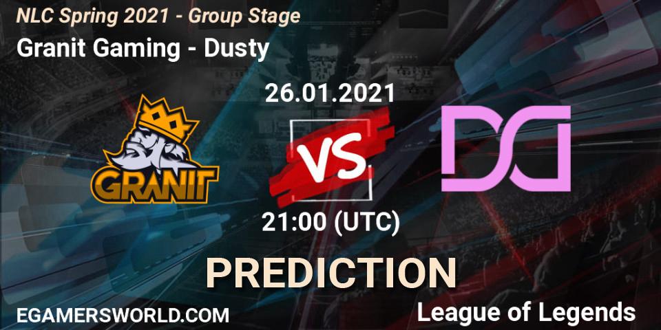 Granit Gaming - Dusty: ennuste. 26.01.2021 at 21:00, LoL, NLC Spring 2021 - Group Stage