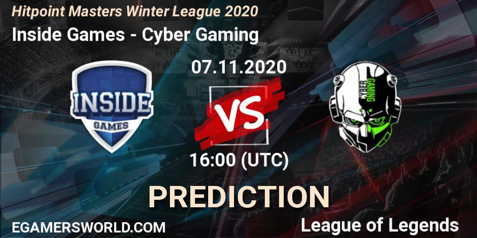 Inside Games - Cyber Gaming: ennuste. 07.11.2020 at 16:00, LoL, Hitpoint Masters Winter League 2020