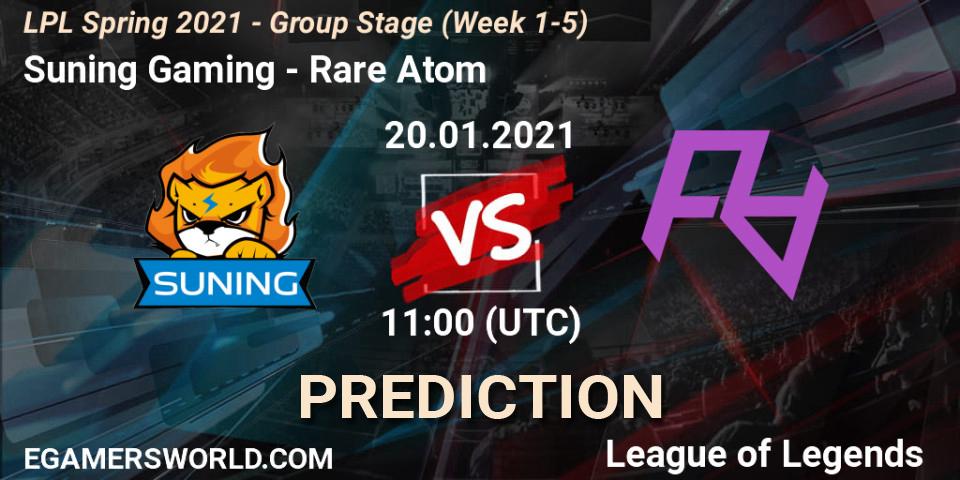 Suning Gaming - Rare Atom: ennuste. 20.01.2021 at 11:09, LoL, LPL Spring 2021 - Group Stage (Week 1-5)