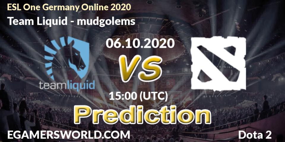 Team Liquid - mudgolems: ennuste. 06.10.2020 at 15:52, Dota 2, ESL One Germany 2020 Online