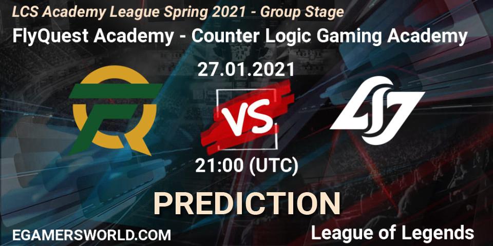 FlyQuest Academy - Counter Logic Gaming Academy: ennuste. 27.01.2021 at 21:00, LoL, LCS Academy League Spring 2021 - Group Stage