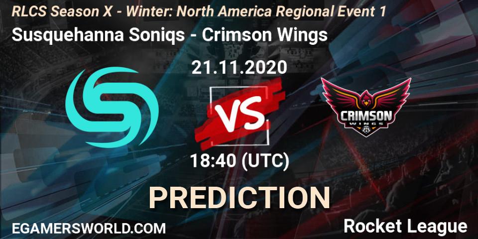 Susquehanna Soniqs - Crimson Wings: ennuste. 21.11.2020 at 18:40, Rocket League, RLCS Season X - Winter: North America Regional Event 1