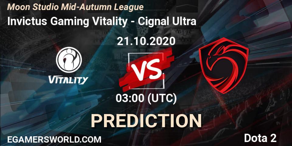 Invictus Gaming Vitality - Cignal Ultra: ennuste. 21.10.2020 at 10:12, Dota 2, Moon Studio Mid-Autumn League