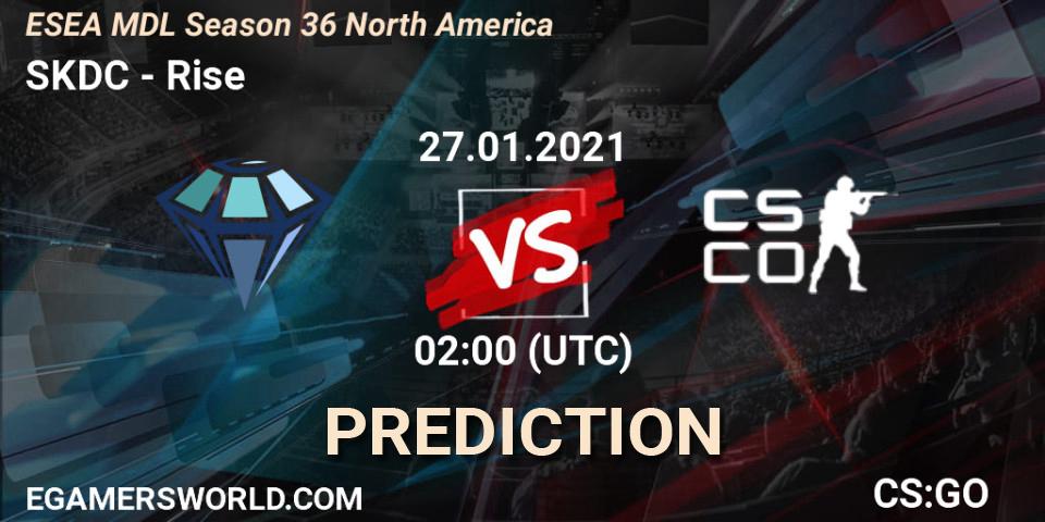 SKDC - Rise: ennuste. 27.01.2021 at 02:00, Counter-Strike (CS2), MDL ESEA Season 36: North America - Premier Division