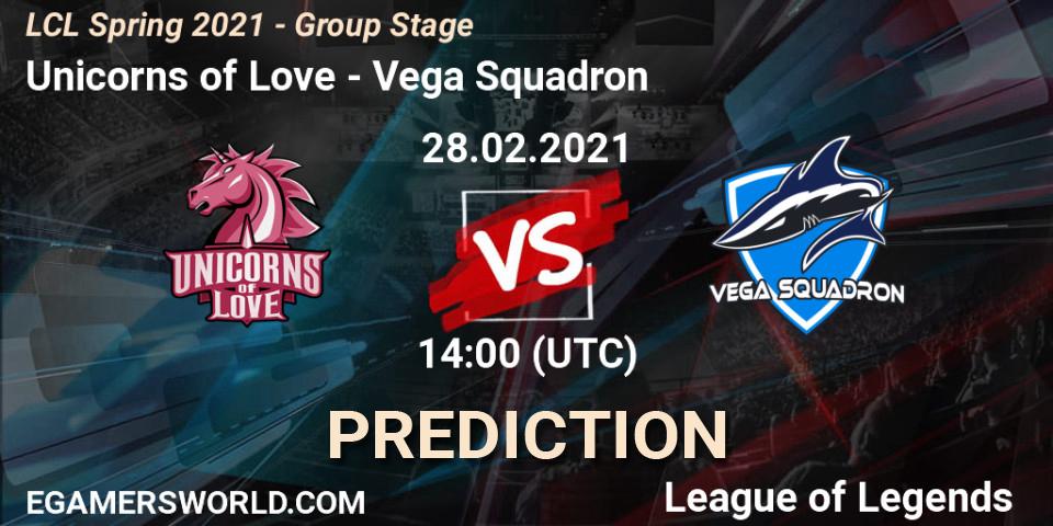 Unicorns of Love - Vega Squadron: ennuste. 28.02.2021 at 14:00, LoL, LCL Spring 2021 - Group Stage
