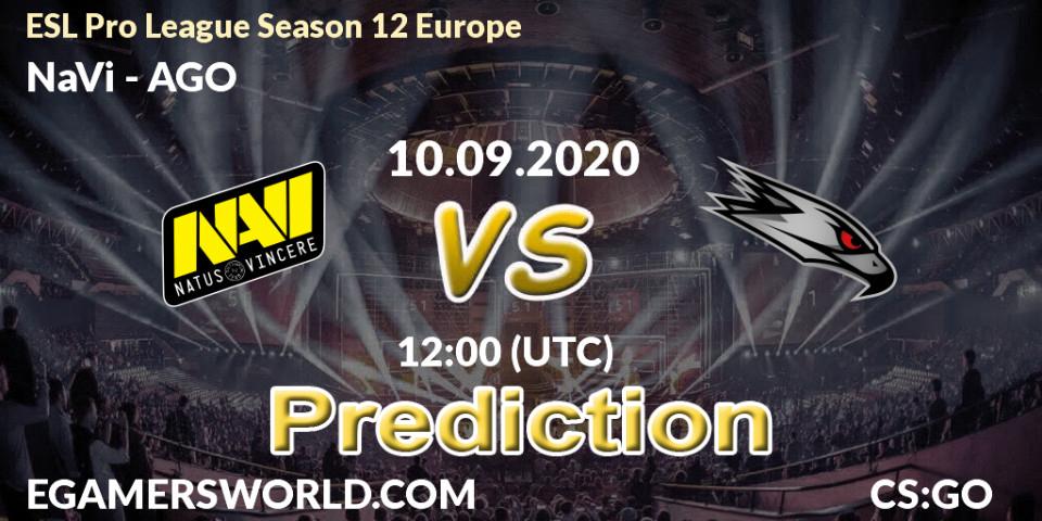NaVi - AGO: ennuste. 10.09.2020 at 12:00, Counter-Strike (CS2), ESL Pro League Season 12 Europe