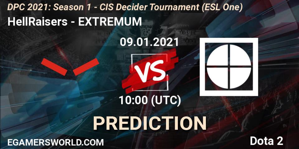 HellRaisers - EXTREMUM: ennuste. 09.01.2021 at 10:01, Dota 2, DPC 2021: Season 1 - CIS Decider Tournament (ESL One)