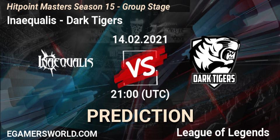 Inaequalis - Dark Tigers: ennuste. 14.02.2021 at 22:10, LoL, Hitpoint Masters Season 15 - Group Stage