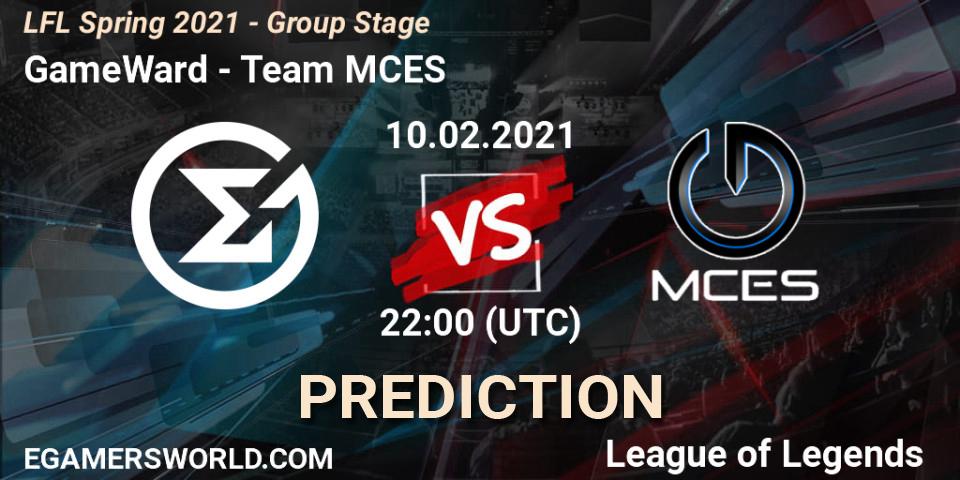 GameWard - Team MCES: ennuste. 10.02.2021 at 22:15, LoL, LFL Spring 2021 - Group Stage