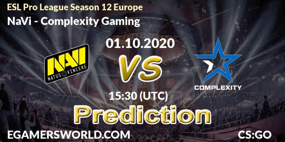 NaVi - Complexity Gaming: ennuste. 01.10.2020 at 15:30, Counter-Strike (CS2), ESL Pro League Season 12 Europe