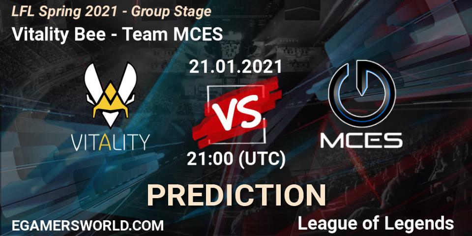 Vitality Bee - Team MCES: ennuste. 21.01.21, LoL, LFL Spring 2021 - Group Stage