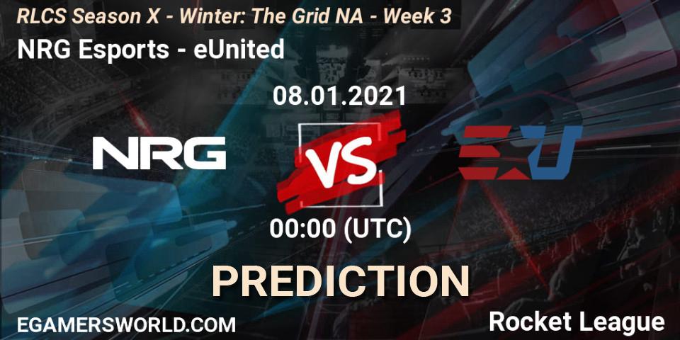 NRG Esports - eUnited: ennuste. 15.01.2021 at 00:00, Rocket League, RLCS Season X - Winter: The Grid NA - Week 3