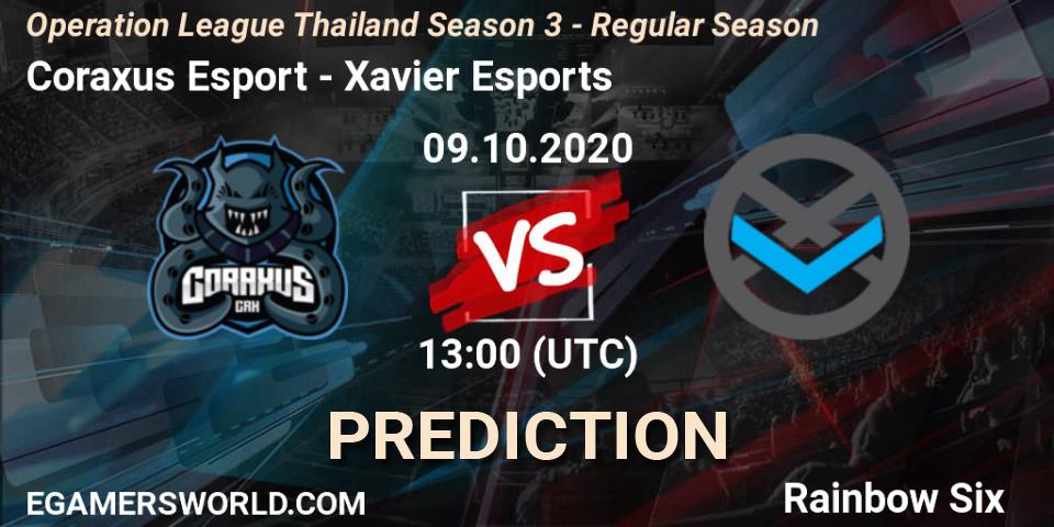 Coraxus Esport - Xavier Esports: ennuste. 09.10.2020 at 13:00, Rainbow Six, Operation League Thailand Season 3 - Regular Season