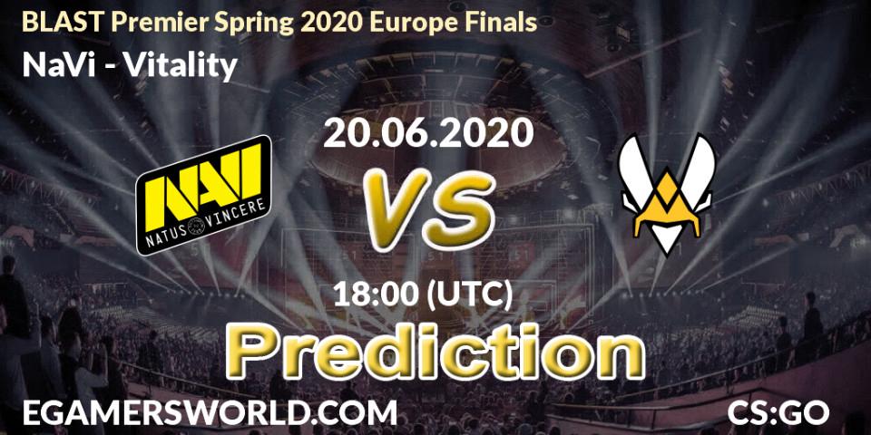 NaVi - Vitality: ennuste. 20.06.2020 at 17:10, Counter-Strike (CS2), BLAST Premier Spring 2020 Europe Finals