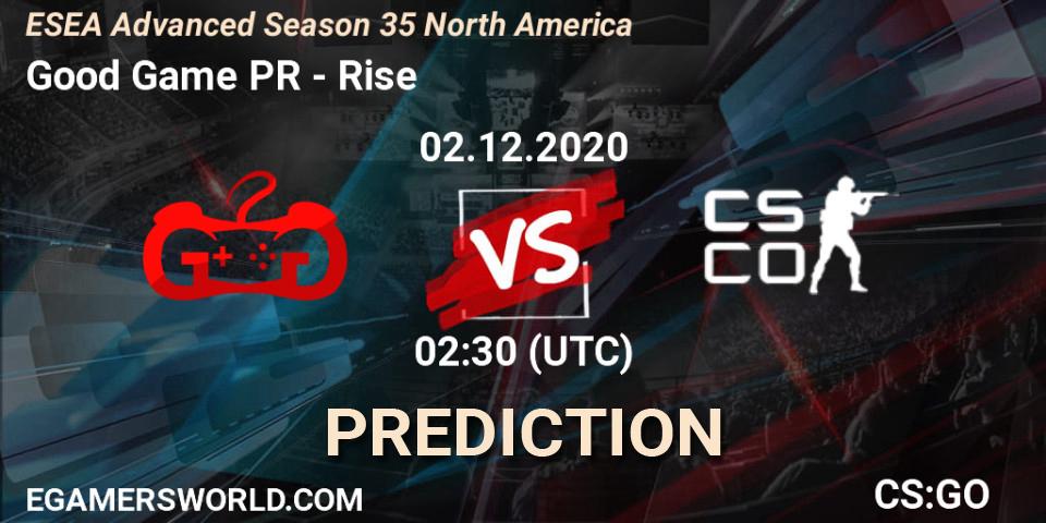 Good Game PR - Rise: ennuste. 02.12.2020 at 02:10, Counter-Strike (CS2), ESEA Advanced Season 35 North America