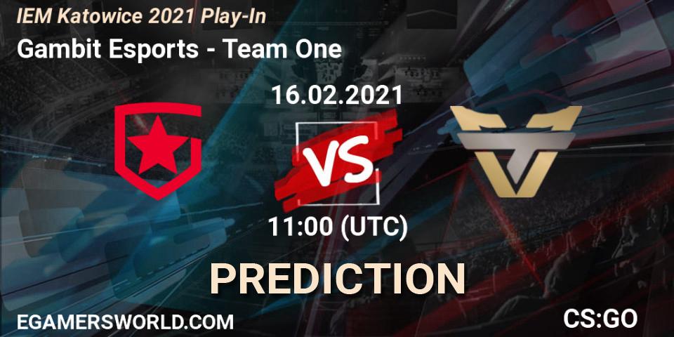 Gambit Esports - Team One: ennuste. 16.02.2021 at 11:00, Counter-Strike (CS2), IEM Katowice 2021 Play-In