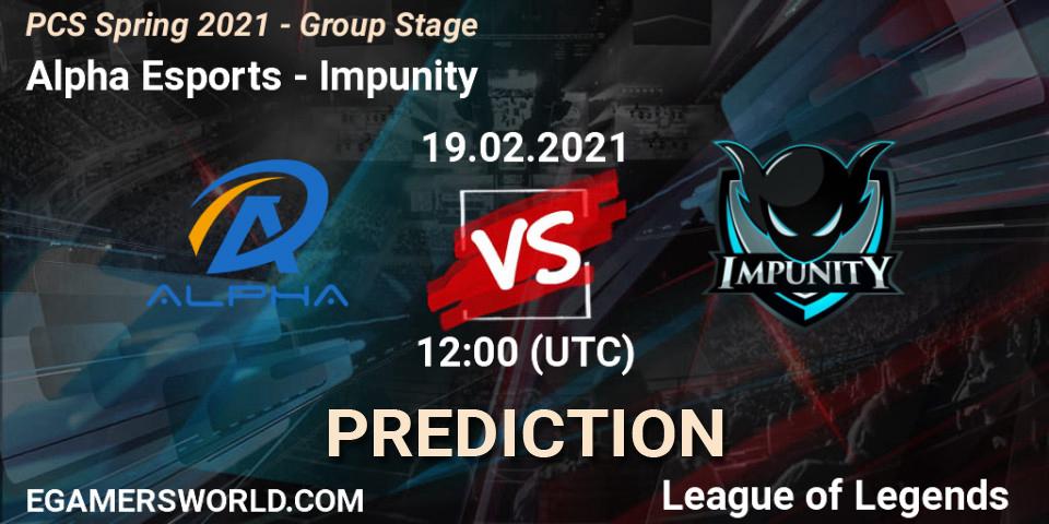 Alpha Esports - Impunity: ennuste. 19.02.2021 at 12:40, LoL, PCS Spring 2021 - Group Stage