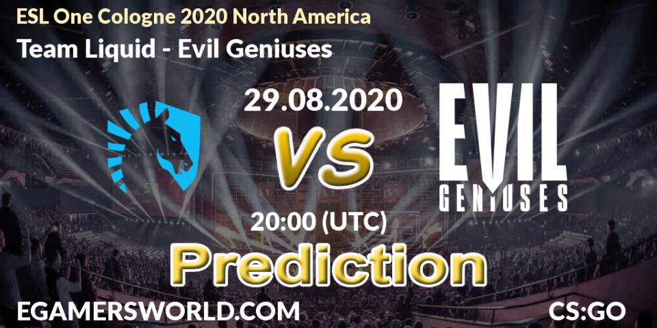 Team Liquid - Evil Geniuses: ennuste. 29.08.2020 at 20:15, Counter-Strike (CS2), ESL One Cologne 2020 North America