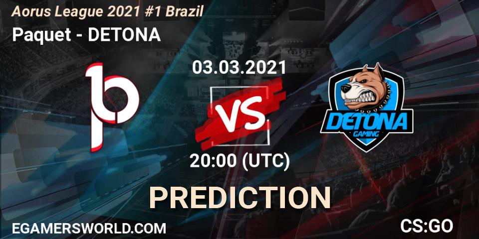 Paquetá - DETONA: ennuste. 03.03.2021 at 20:00, Counter-Strike (CS2), Aorus League 2021 #1 Brazil