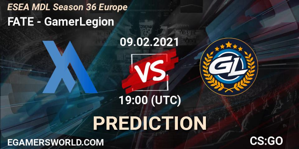 FATE - GamerLegion: ennuste. 09.02.2021 at 18:05, Counter-Strike (CS2), MDL ESEA Season 36: Europe - Premier division